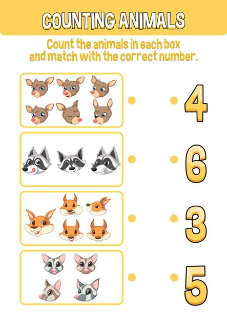 Worksheet design for counting animals