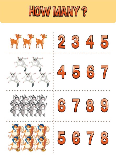 Worksheet design for counting animals