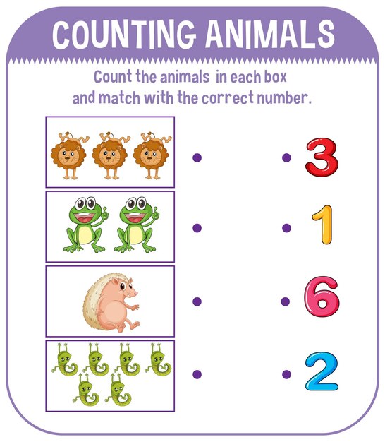 Worksheet design for counting animals