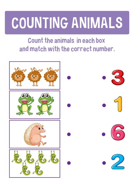 Worksheet design for counting numbers