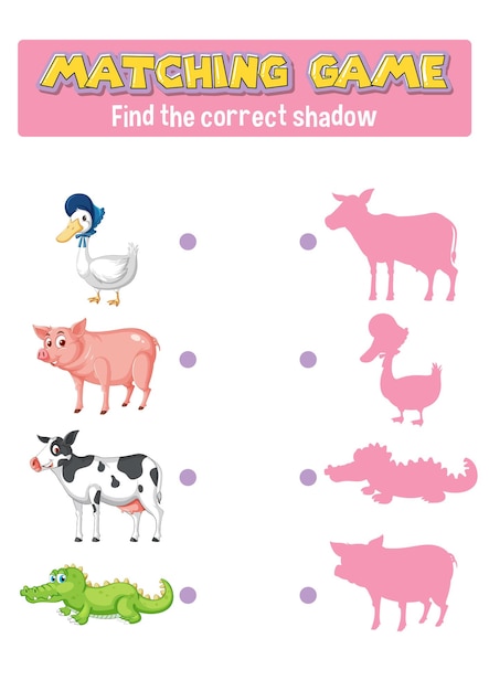 Worksheet design for matching animals