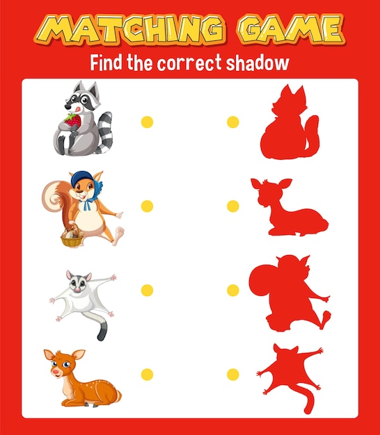 Worksheet design for matching animals