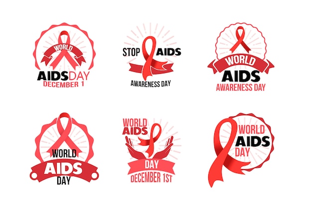 Free Vector world aids day badges concept