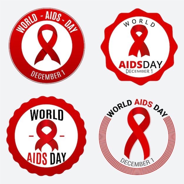 World aids day badges concept