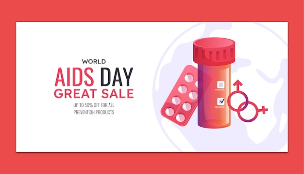 World aids day horizontal sale banner template