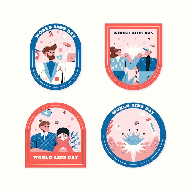 Free Vector world aids day labels collection