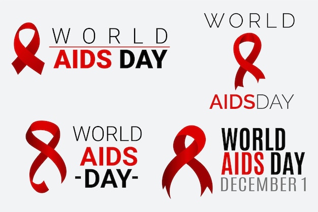 Free vector world aids day labels concept