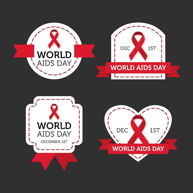 World aids day labels set