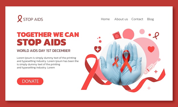 Free Vector world aids day landing page template