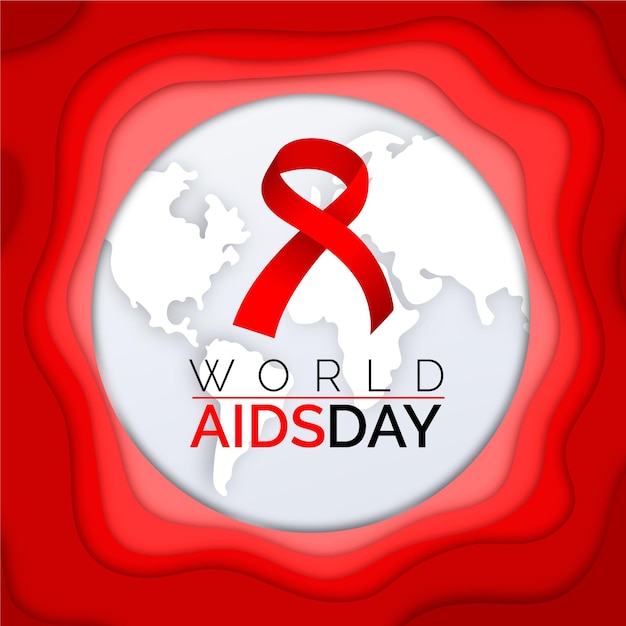 Free Vector world aids day in paper style