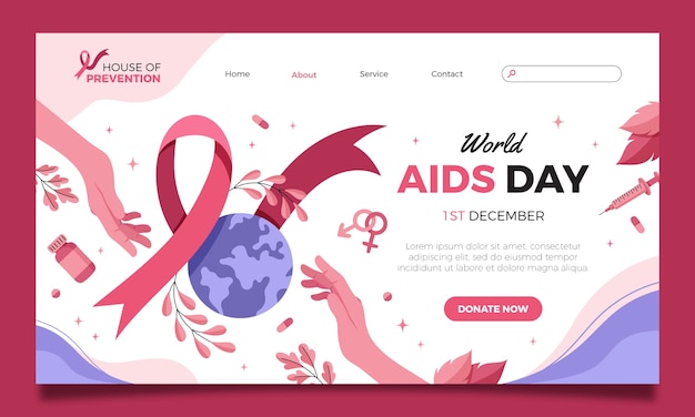 World aids day remembrance landing page template