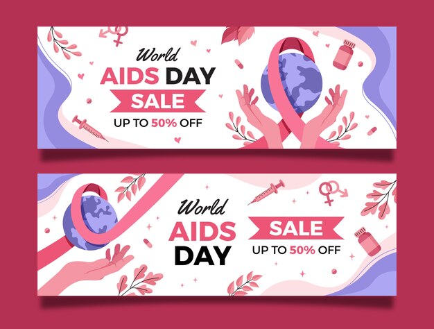 World aids day remembrance sale banner template