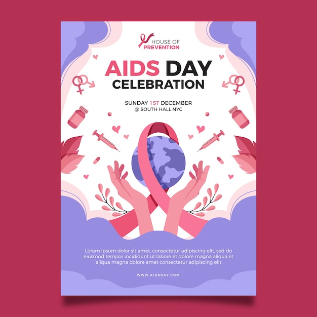 World aids day remembrance vertical poster template