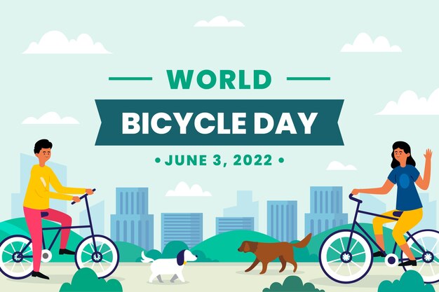 World bicycle day hand drawn flat background