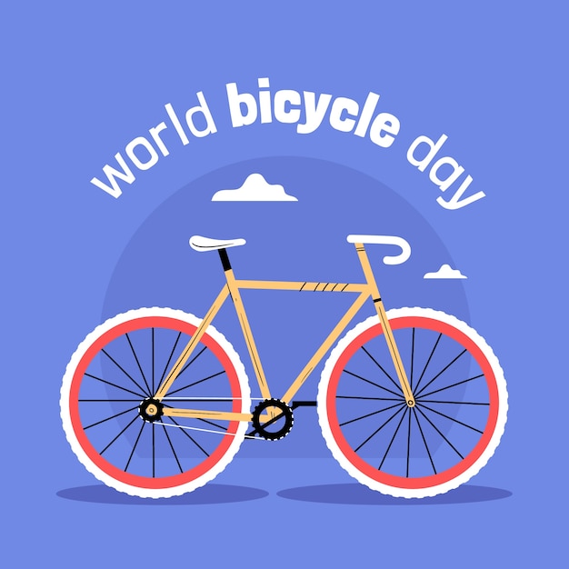 World bicycle day hand drawn flat illustration