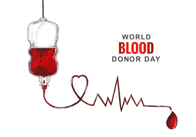 Free vector world blood donor day and a bottle with tubes background