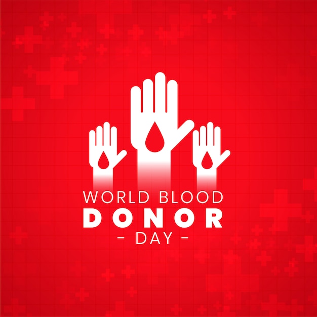 World blood donor day poster with volunteer hands