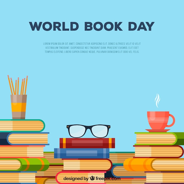 Free Vector world book day background in flat style