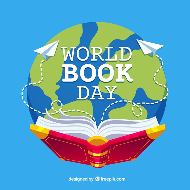 World book day background in flat syle