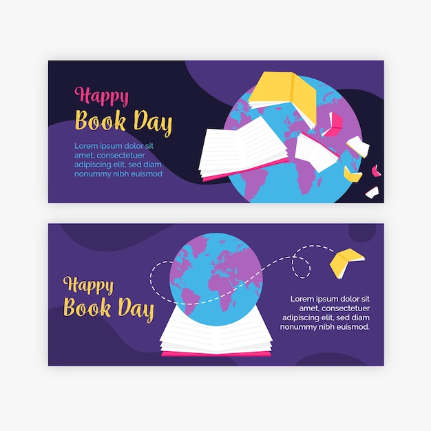 Free Vector world book day banners in flat design