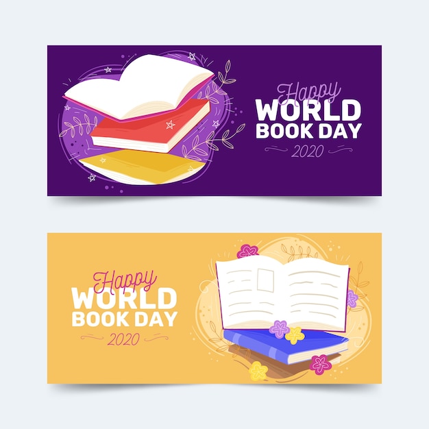 World book day banners hand drawn