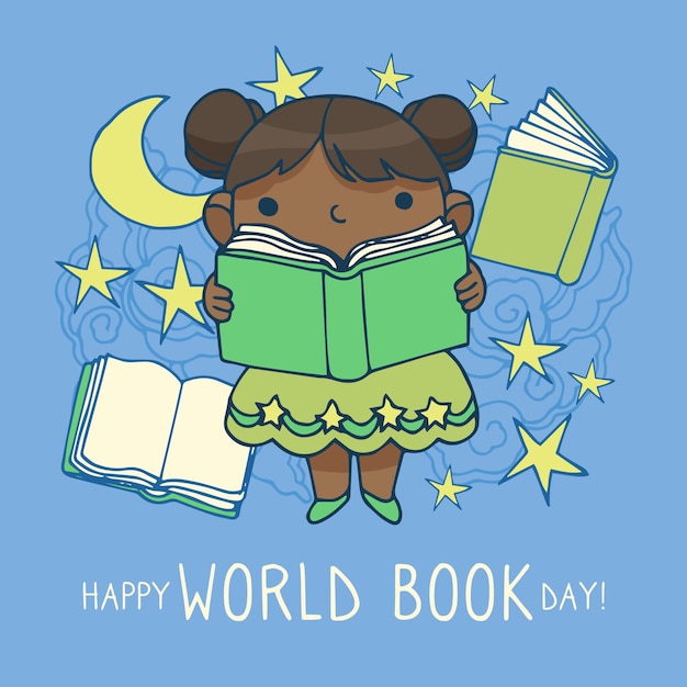 World book day drawing concept