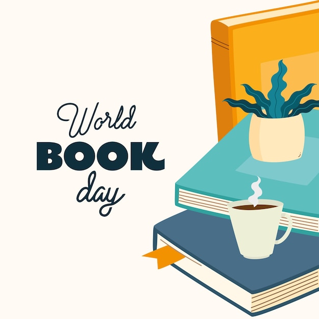 Free Vector world book day lettering card