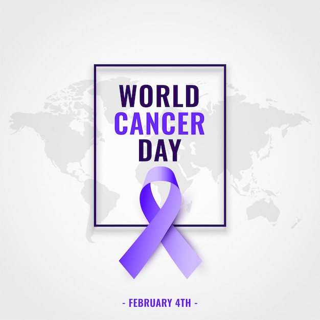 World cancer day awareness background with realistic ribbon