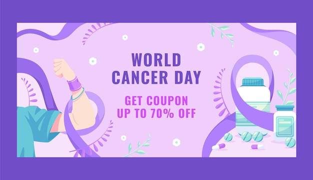 World cancer day awareness horizontal sale banner template