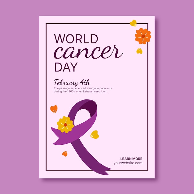 World cancer day awareness vertical poster template