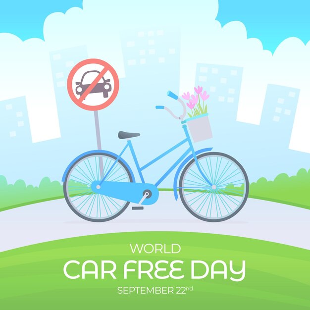 World car free day with bicycle