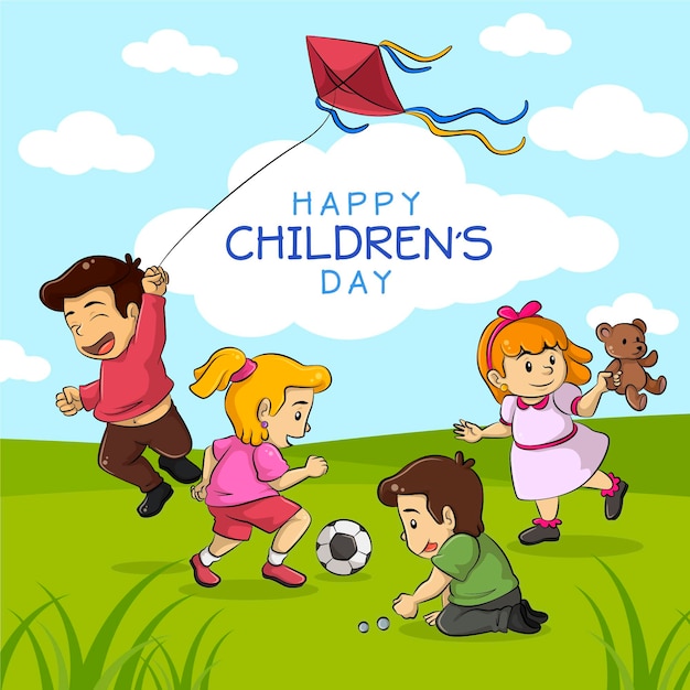 World children's day celebration flat design