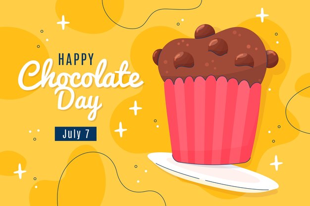 World chocolate day hand drawn flat background