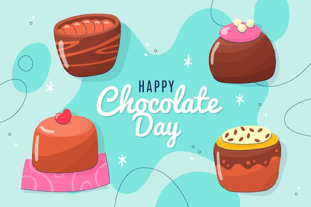 World chocolate day hand drawn flat background