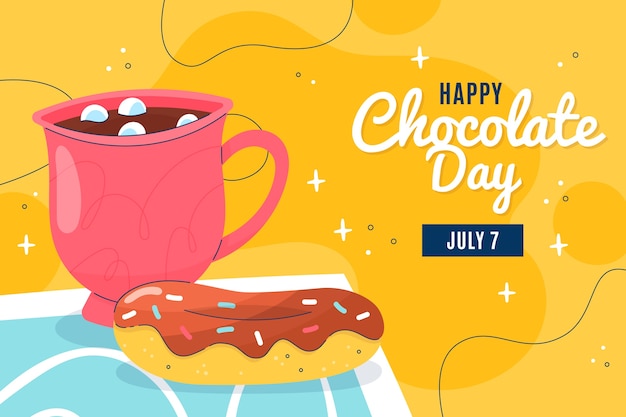 World chocolate day hand drawn flat background