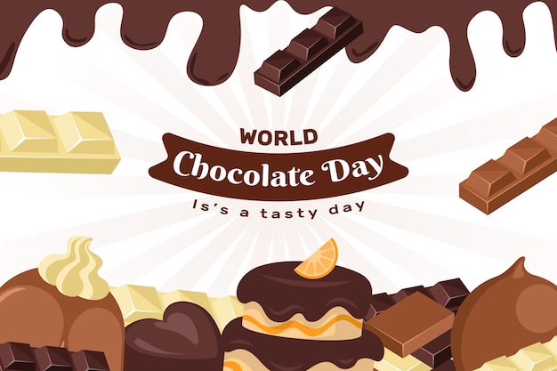 Free Vector world chocolate day hand drawn flat background