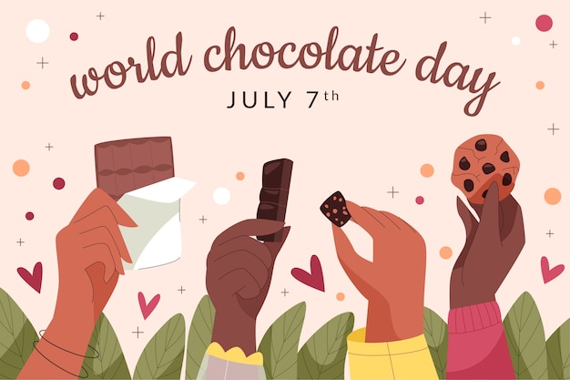 Free Vector world chocolate day hand drawn flat background