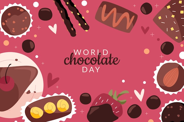 World chocolate day hand drawn flat background