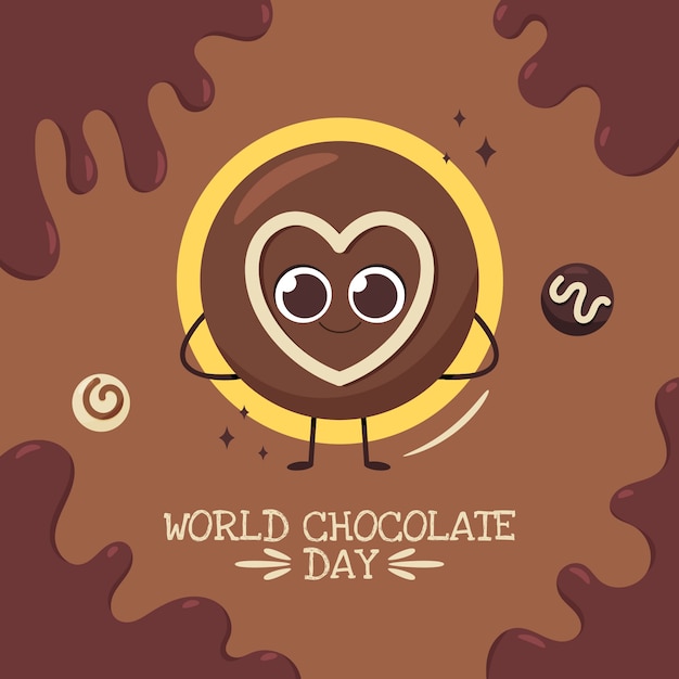 World chocolate day hand drawn flat illustration