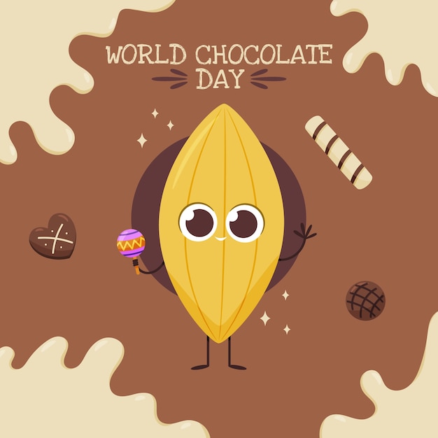 World chocolate day hand drawn flat illustration