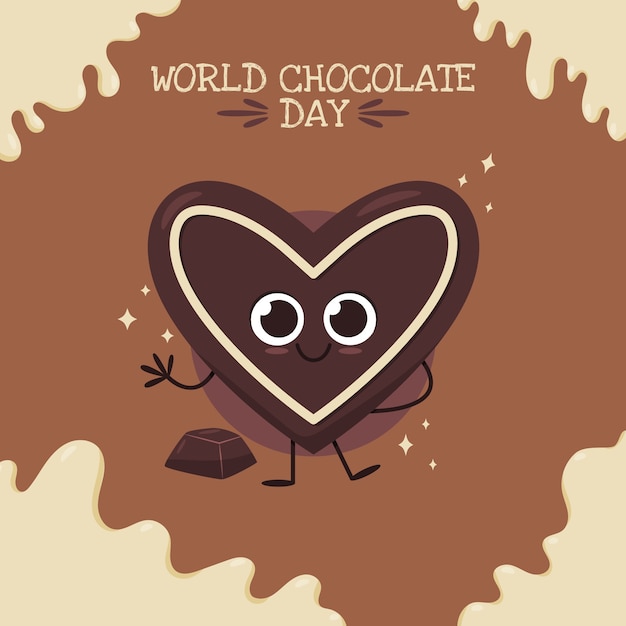 Free vector world chocolate day hand drawn flat illustration