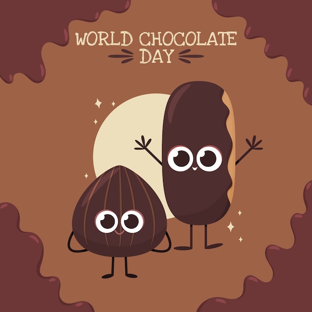 World chocolate day hand drawn flat illustration