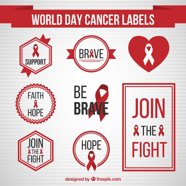 World day cancer labels flat design