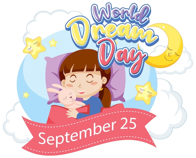 World dream day banner design with cartoon character