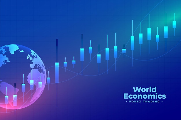 World economics forex trading blue background