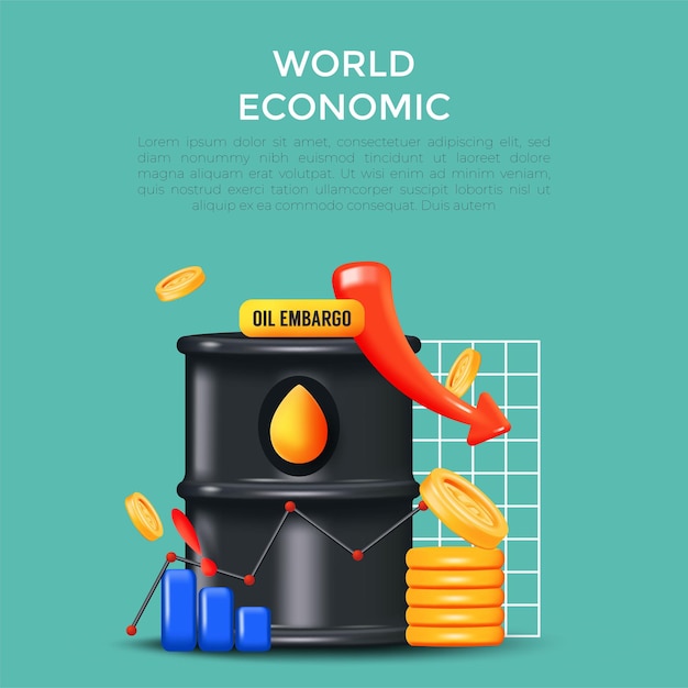 Free Vector world economy oil prices shares of stock market indices are signaling tariffs oil prices trading on stock exchange creative business investment concept realistic 3d design vector illustration