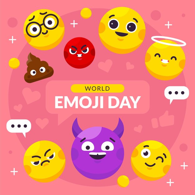 World emoji day flat