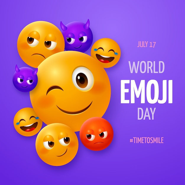 World emoji day realistic illustration