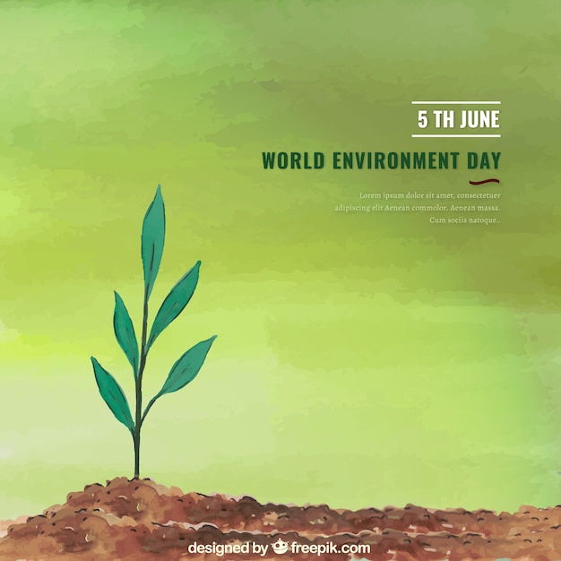 Free vector world environment day background with lonely plant