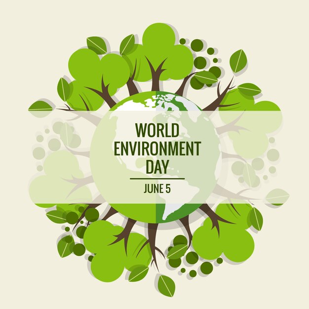 World environment day concept. Green Eco Earth. Vector illustration.